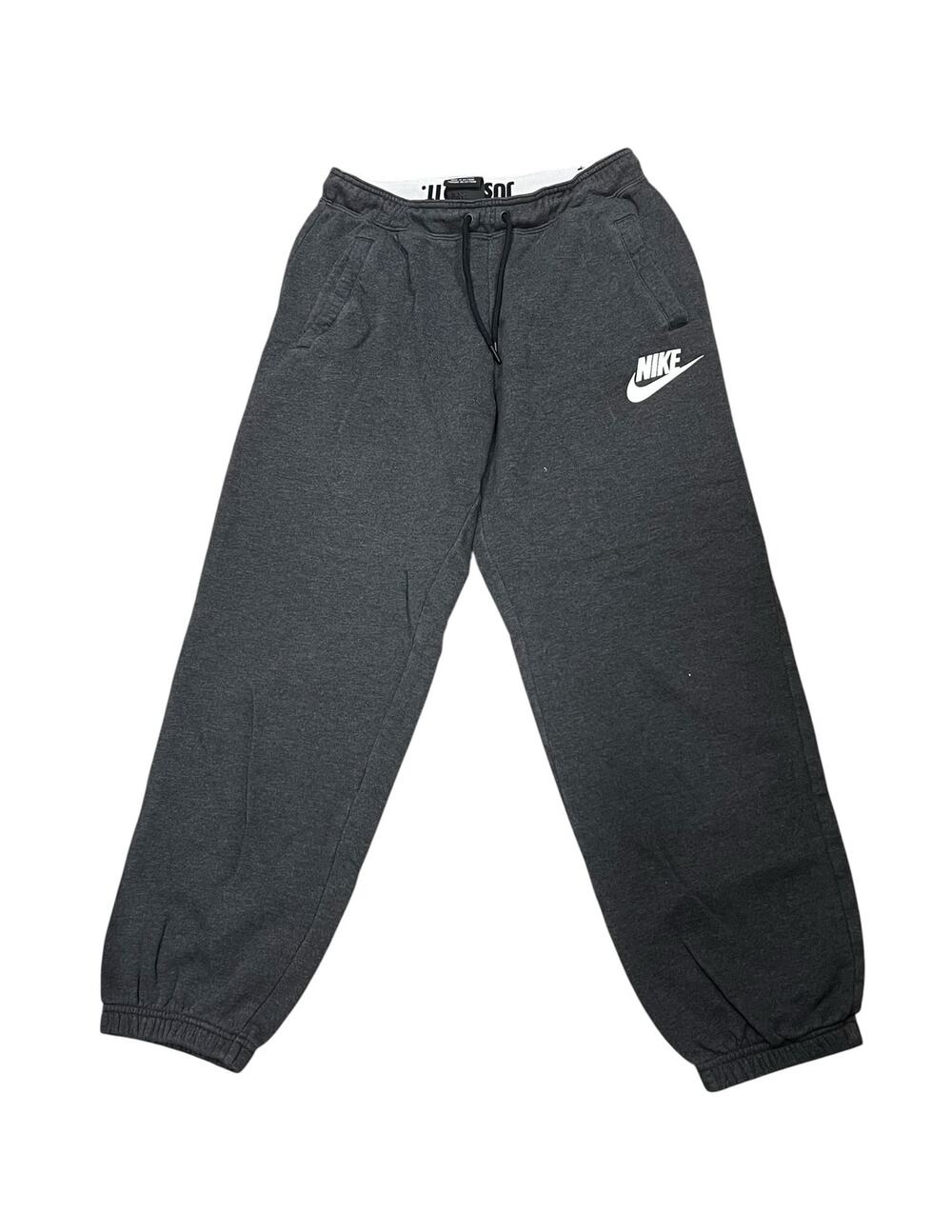 NIKE Just Do It Black roll down waist sweatpants joggers pockets sz M
